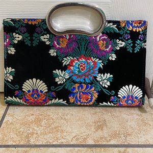 Black multi color clutch